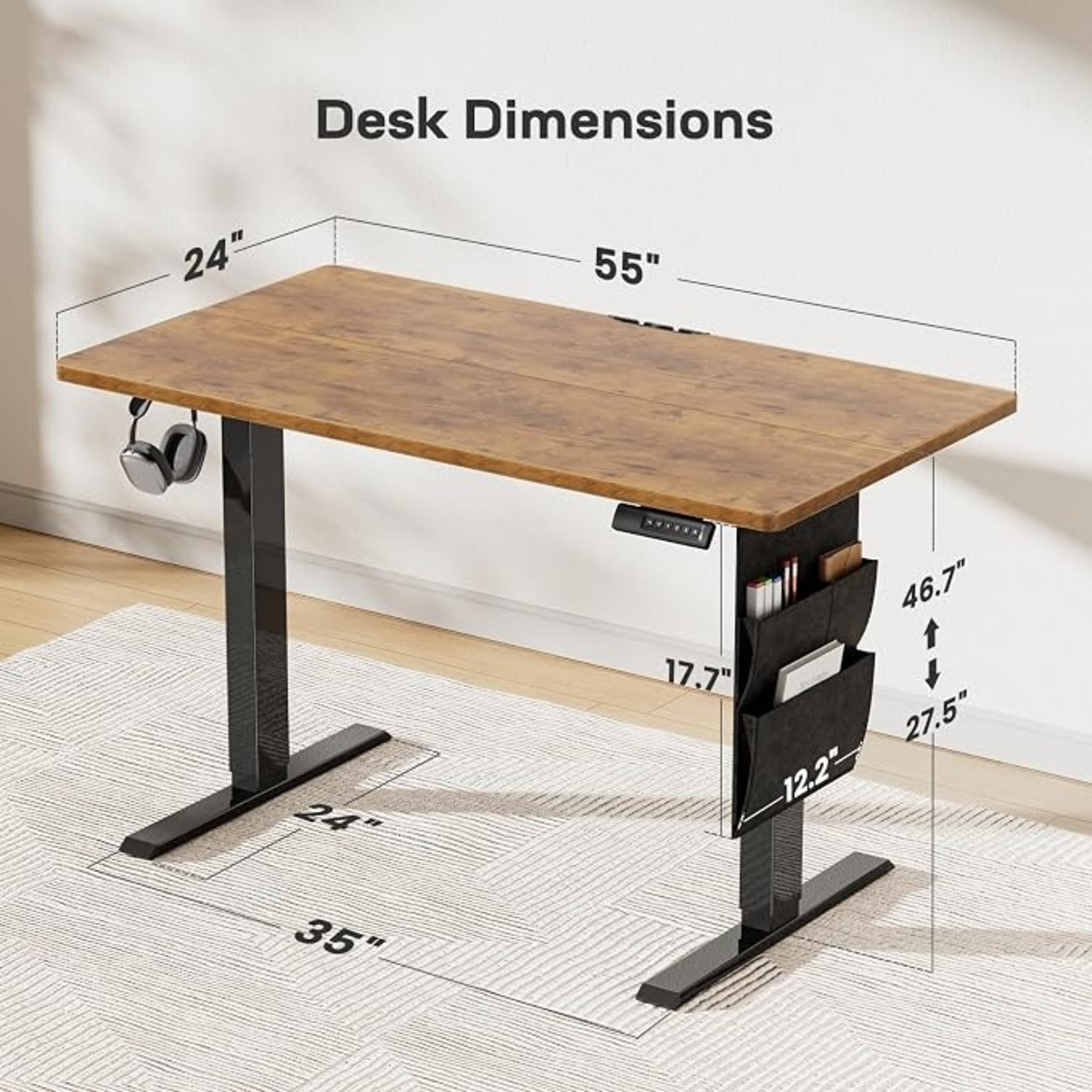 Amazon Electric Standing Desk w Storage Pocket - image-4