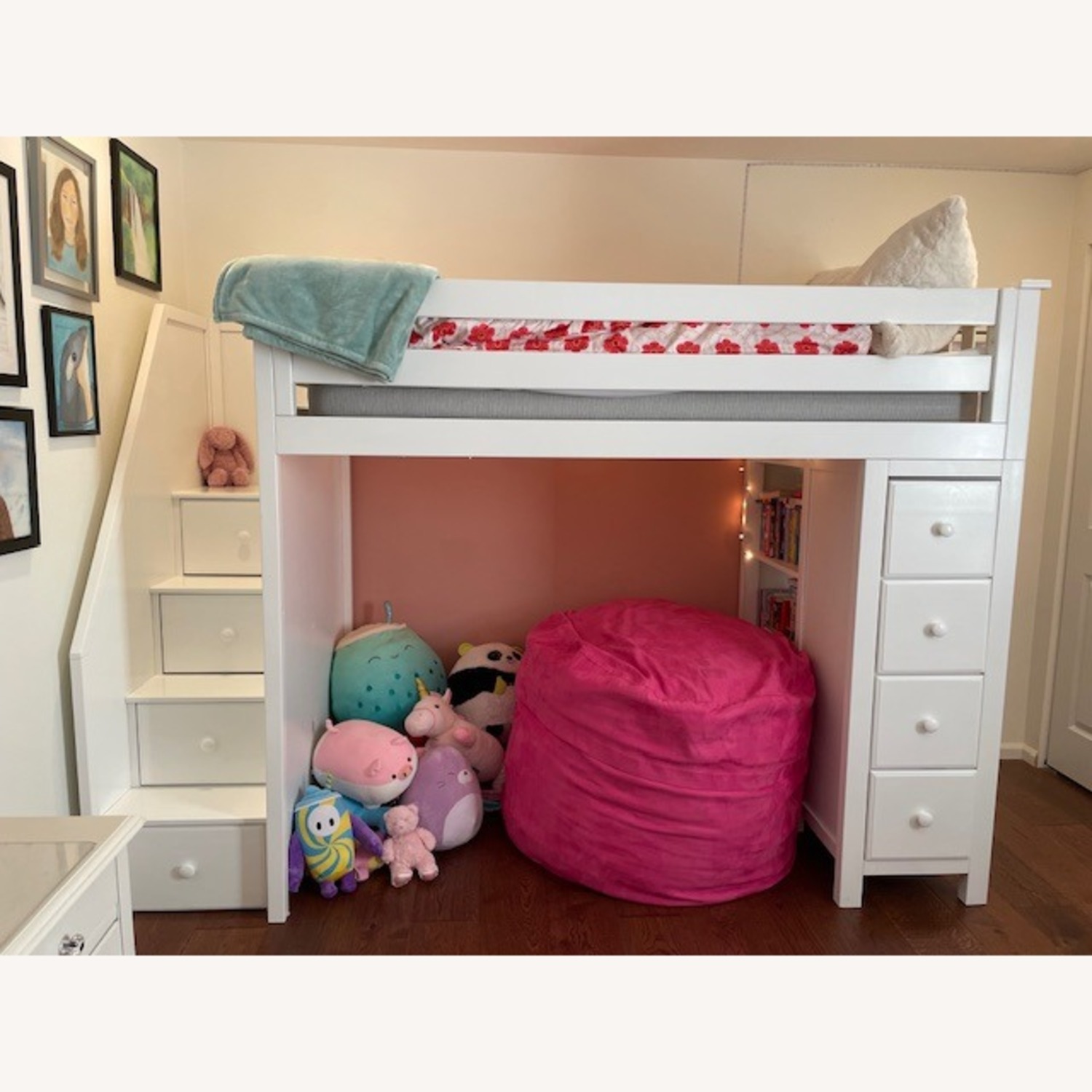 White Wood Loft including Bookshelf, Storage - image-1