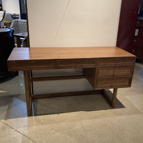 Used Mercana Grier Solid Wood & Cane 5-Drawer Desk for sale on AptDeco