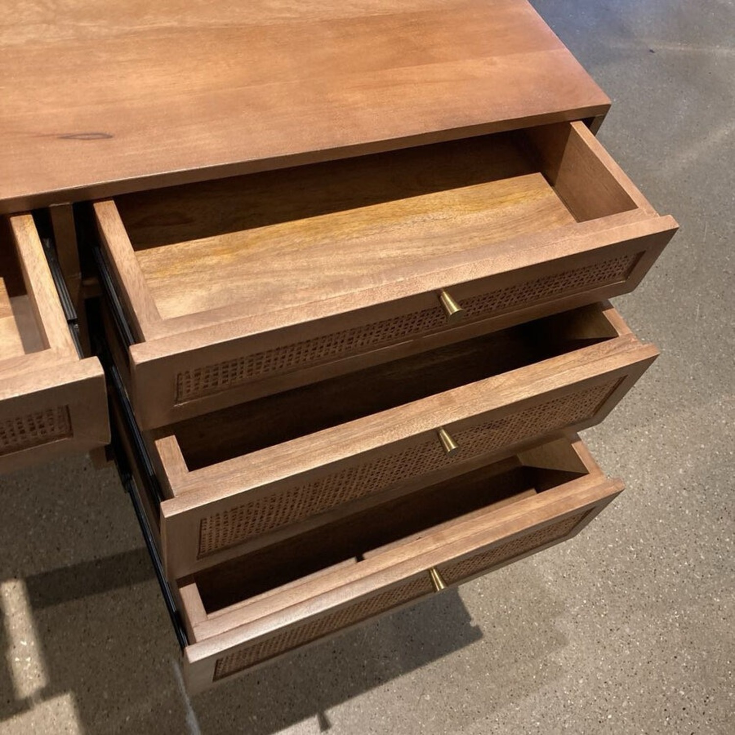 Mercana Grier Solid Wood & Cane 5-Drawer Desk - image-13