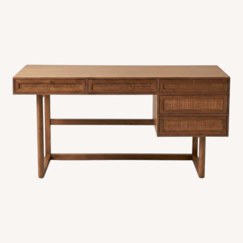 Used Mercana Grier Solid Wood & Cane 5-Drawer Desk for sale on AptDeco