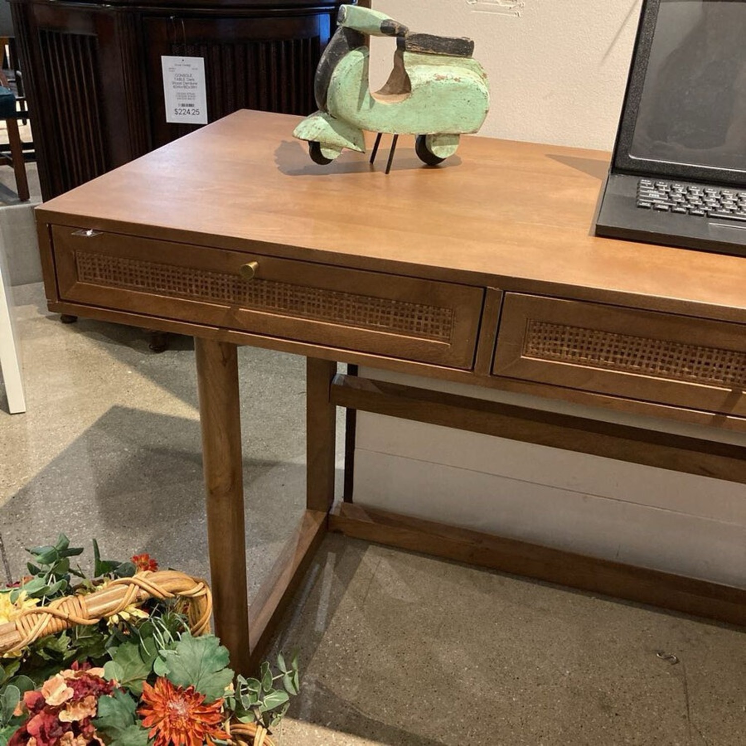 Mercana Grier Solid Wood & Cane 5-Drawer Desk - image-4