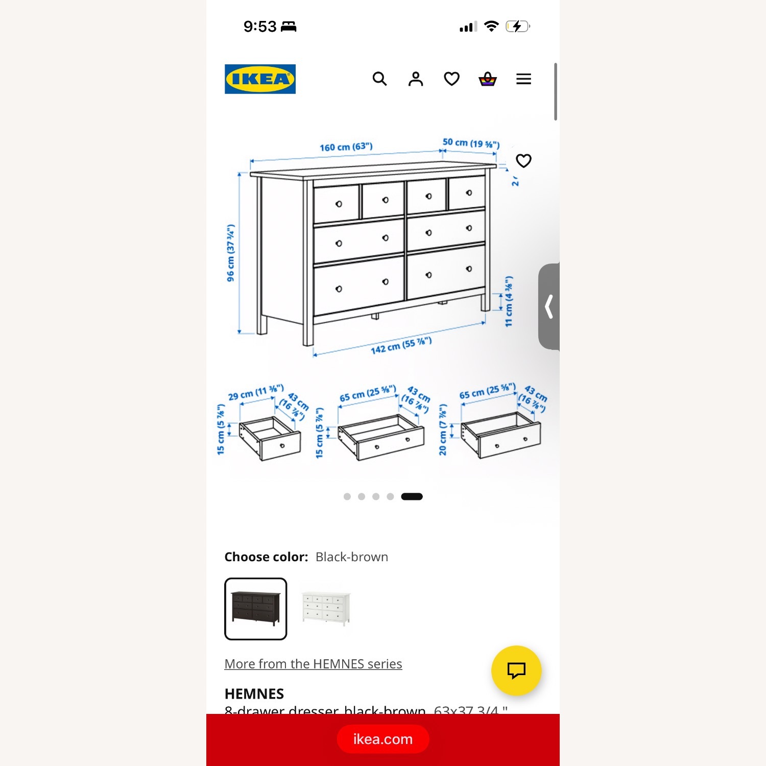 IKEA HEMNES Dark Gray Wood Dresser - image-5