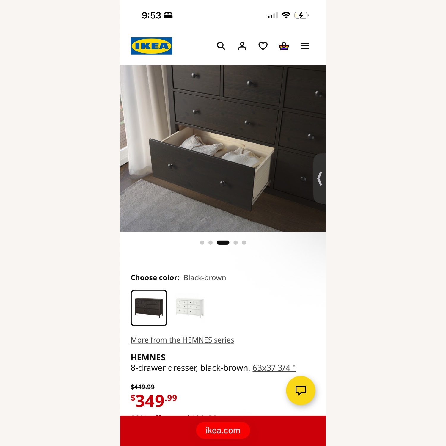 IKEA HEMNES Dark Gray Wood Dresser - image-4
