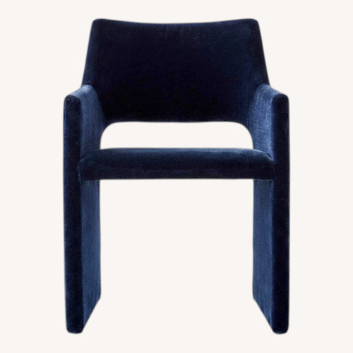 Used CB2 Foley Navy Faux Mohair Dining Armchair for sale on AptDeco