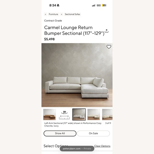 Used Pottery Barn Camel Sectional for sale on AptDeco