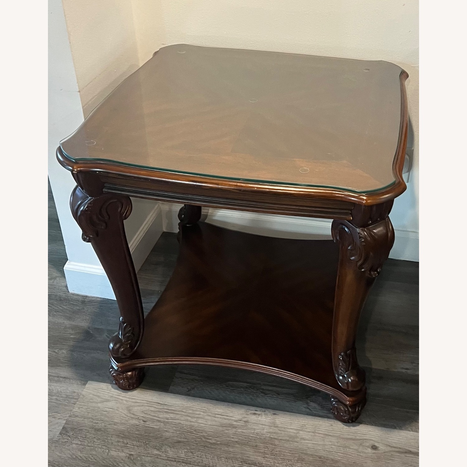 Solid Wood with Glass Floor Shelf Coffee Table - image-3