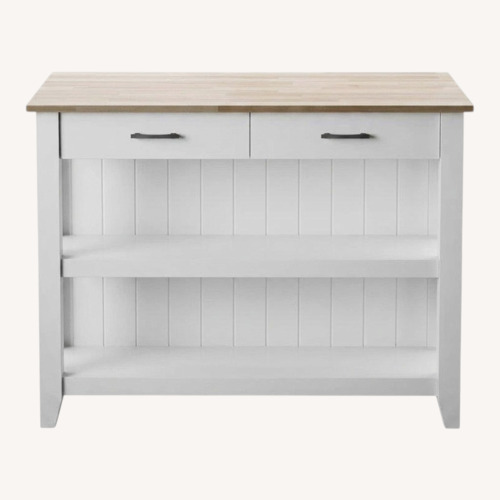 Used Wayfair Beachcrest Home White Wood Kitchen Island for sale on AptDeco