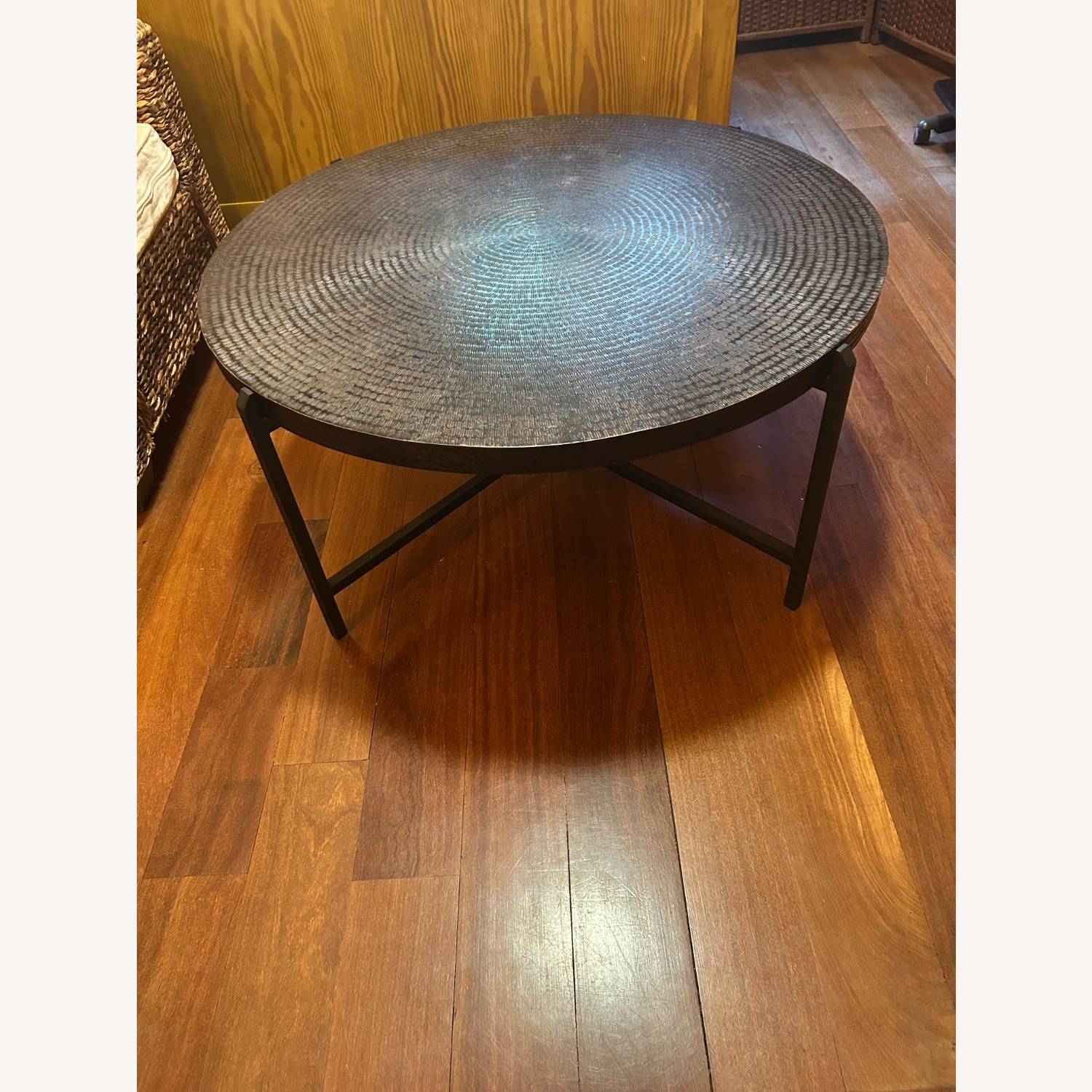 Crate & Barrel Sanskrit Dark Brown Metal Coffee Table - image-2