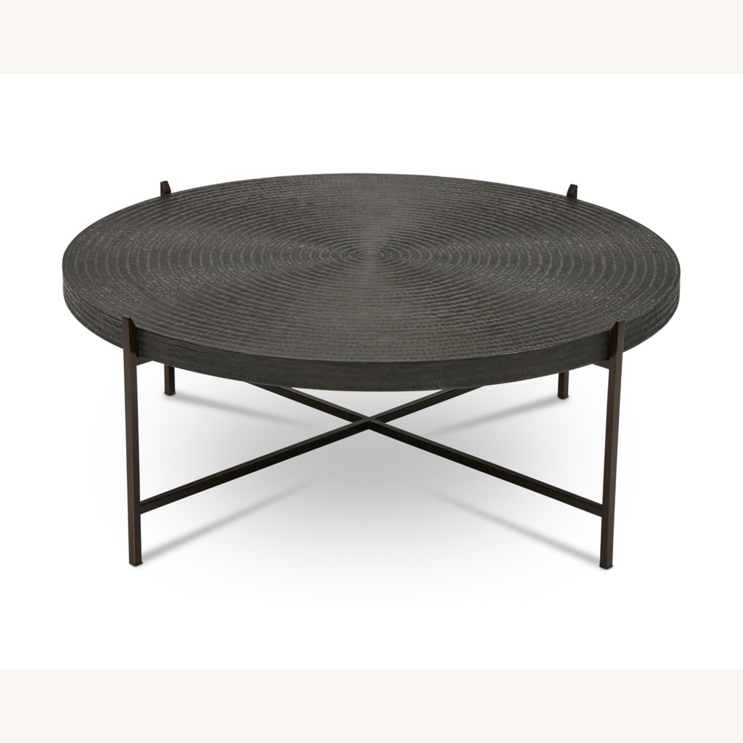 Crate & Barrel Sanskrit Dark Brown Metal Coffee Table - image-4
