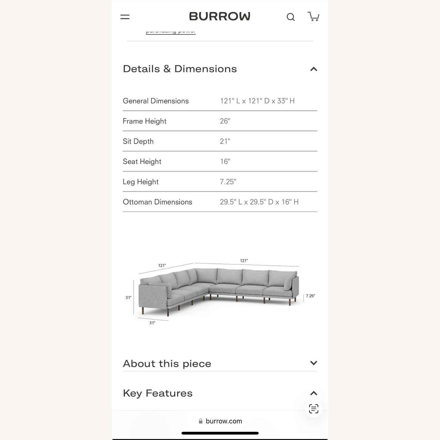 Burrow Field Light Gray Modern Couch - image-1