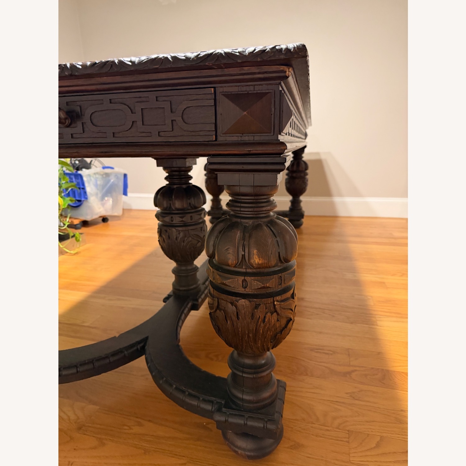 Renaissance Revival Style Dark Brown Wood Desk - image-11