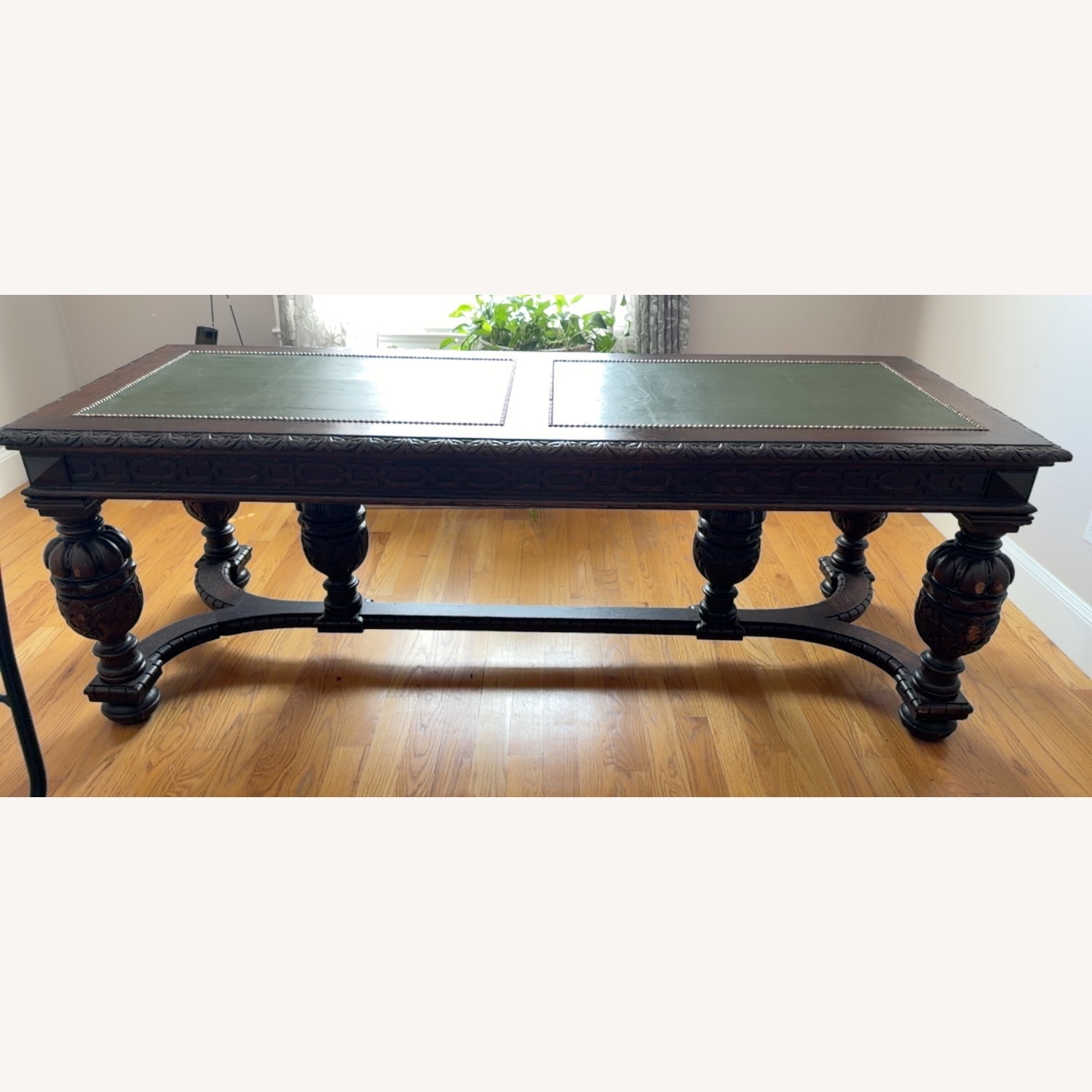 Renaissance Revival Style Dark Brown Wood Desk - image-4