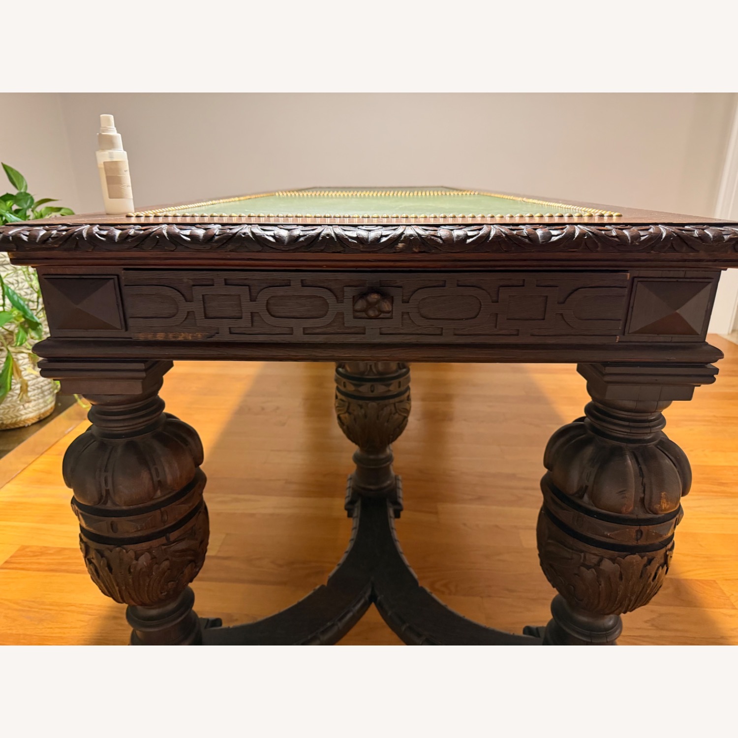 Renaissance Revival Style Dark Brown Wood Desk - image-12