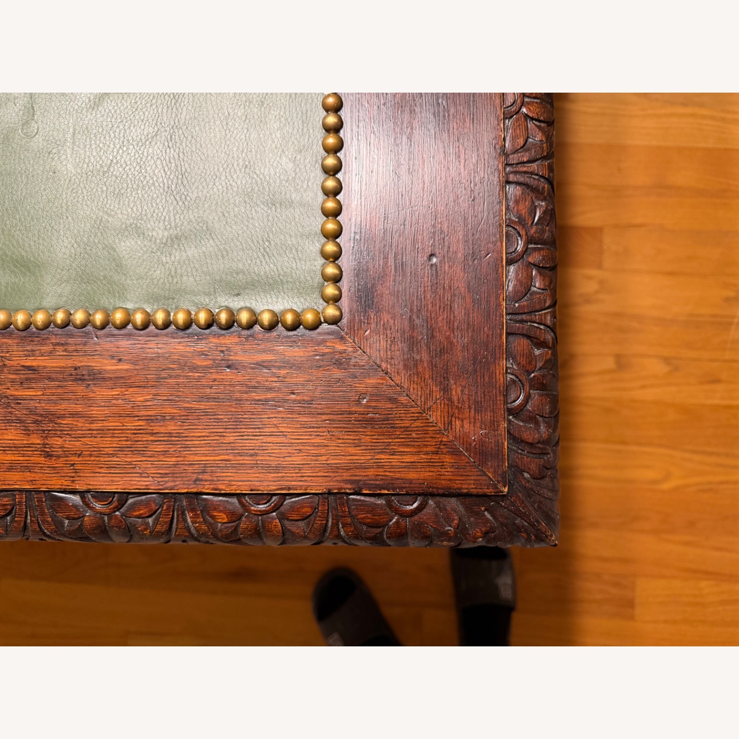 Renaissance Revival Style Dark Brown Wood Desk - image-8