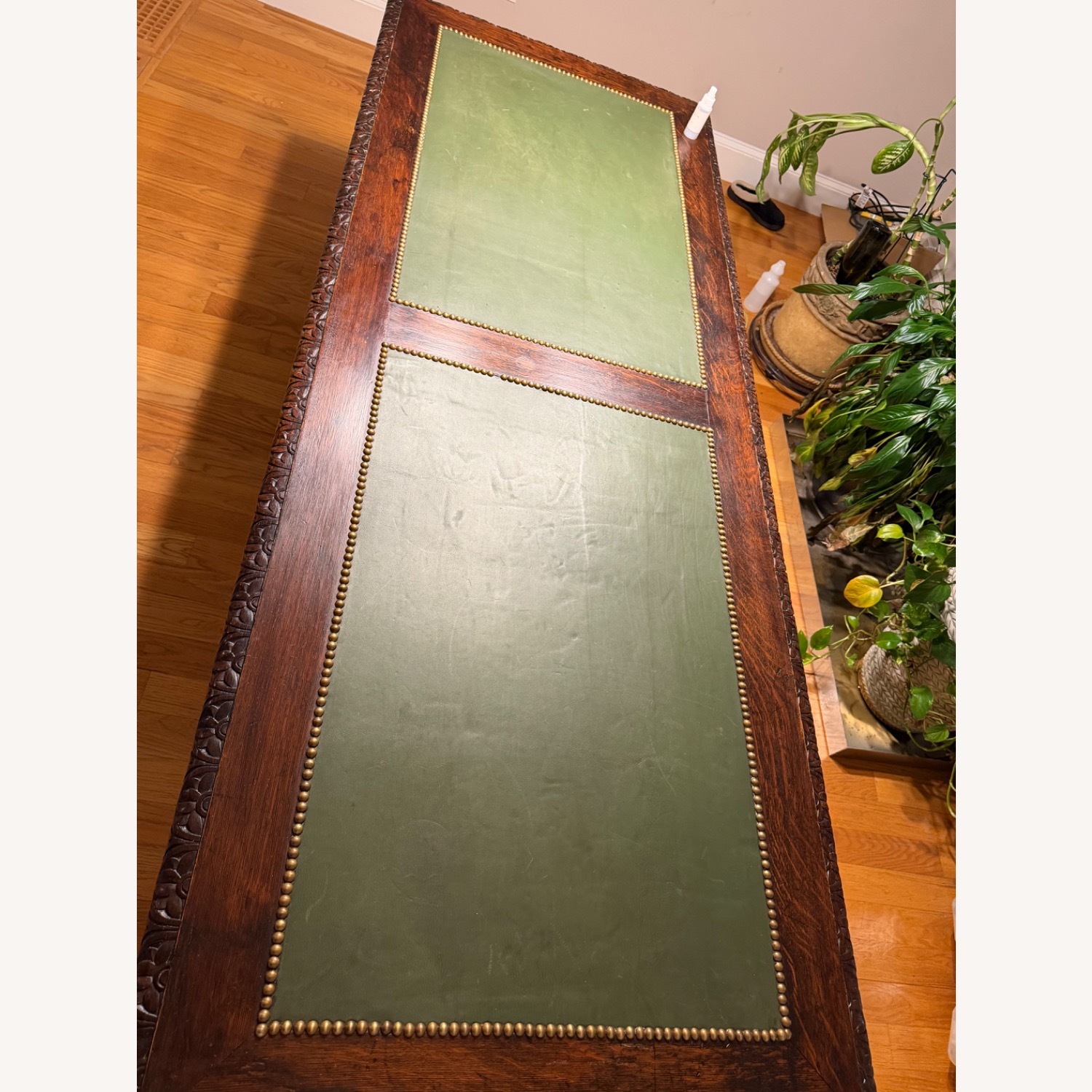 Renaissance Revival Style Dark Brown Wood Desk - image-9
