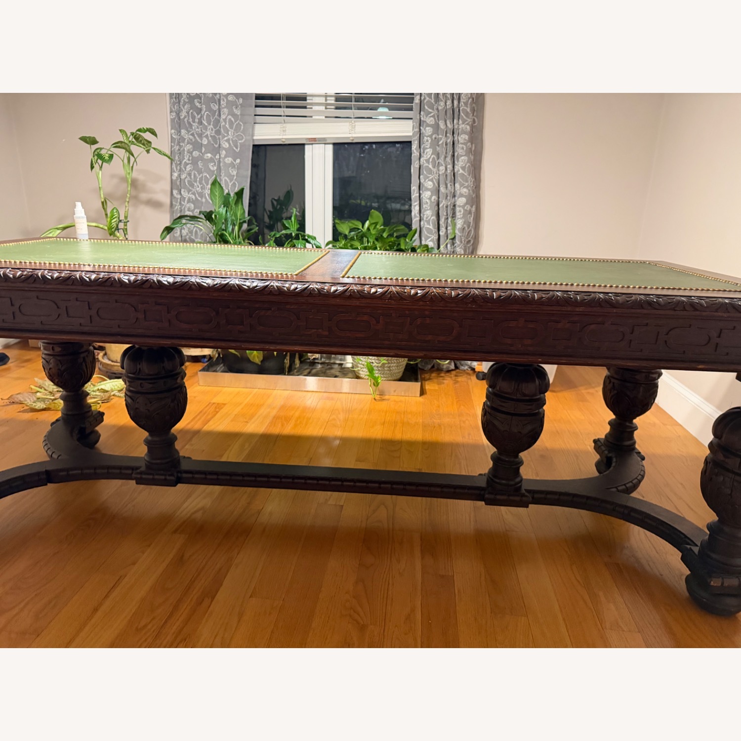 Renaissance Revival Style Dark Brown Wood Desk - image-14
