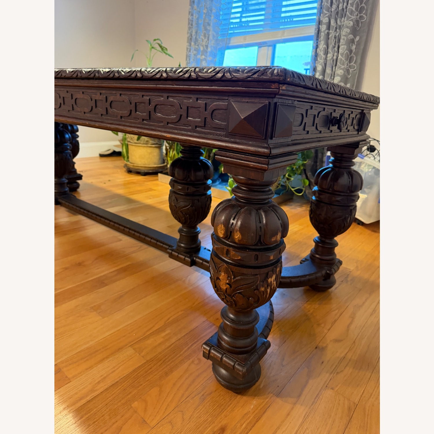 Renaissance Revival Style Dark Brown Wood Desk - image-5
