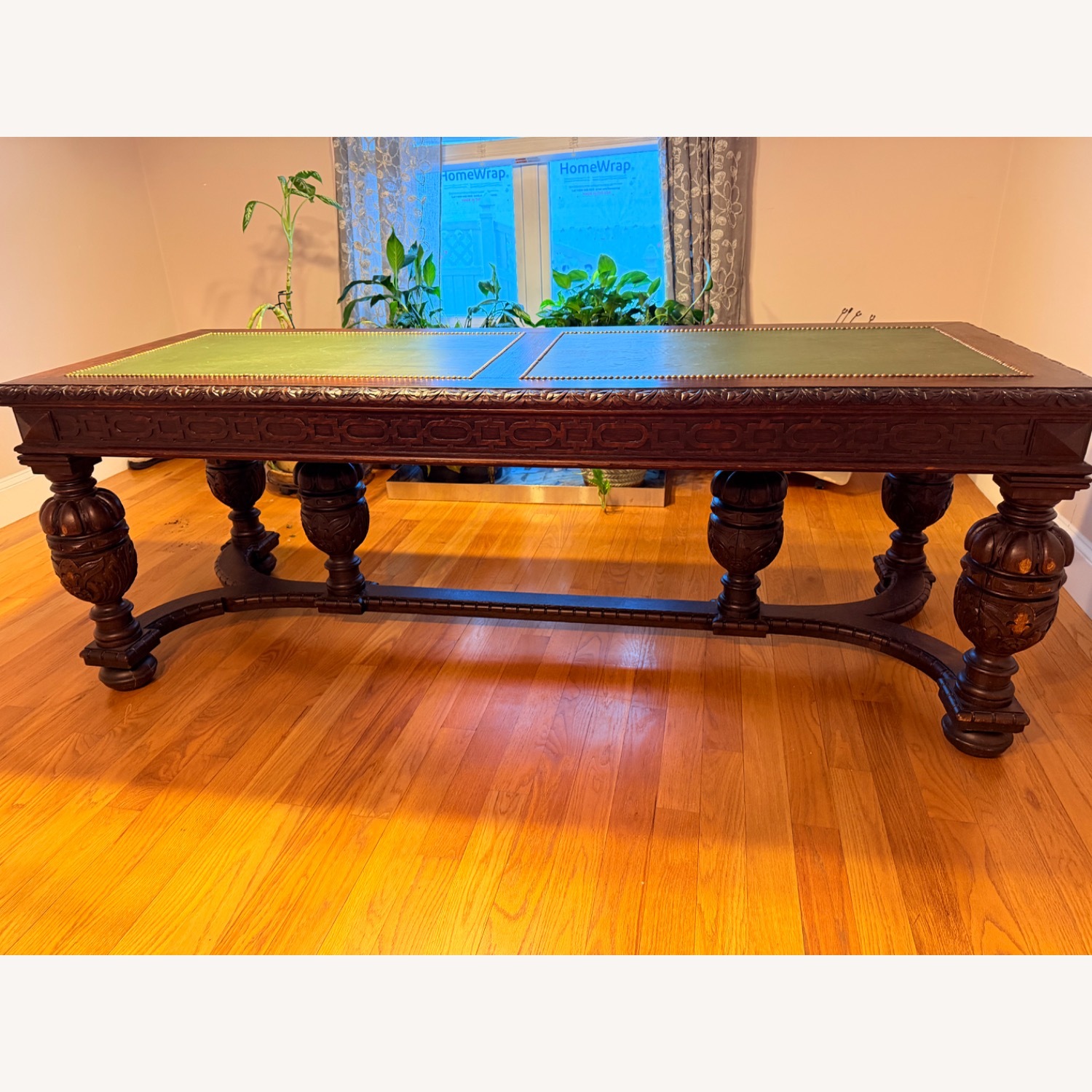 Renaissance Revival Style Dark Brown Wood Desk - image-6