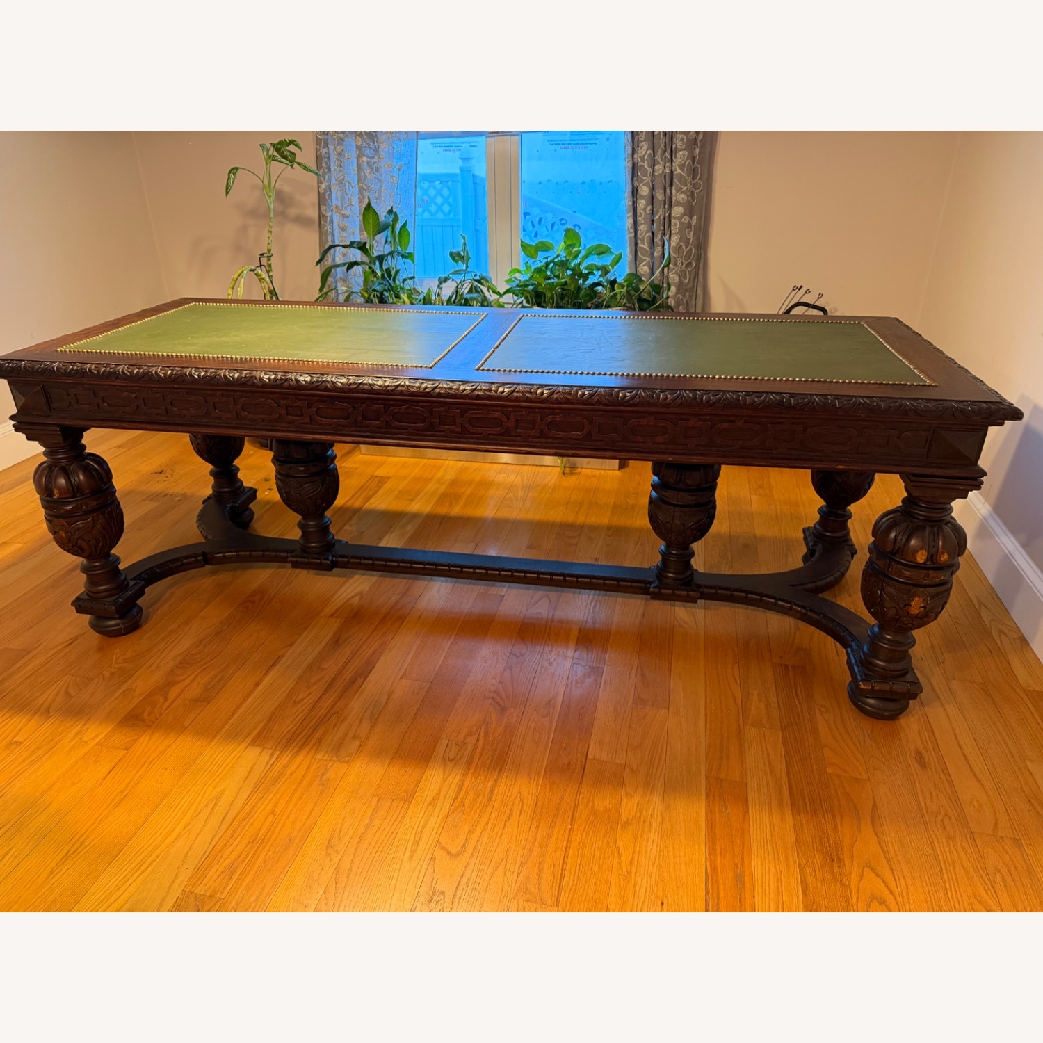 Renaissance Revival Style Dark Brown Wood Desk - image-7