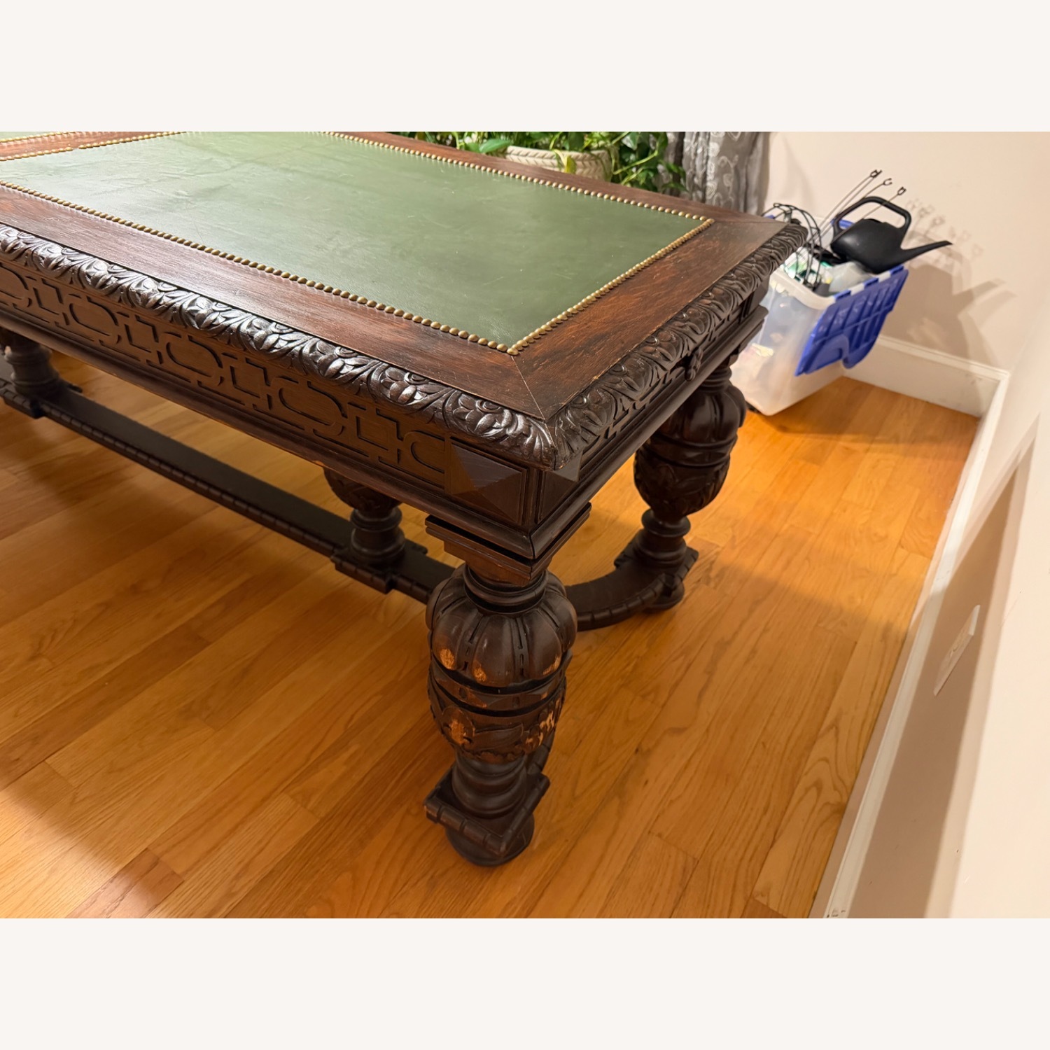 Renaissance Revival Style Dark Brown Wood Desk - image-13