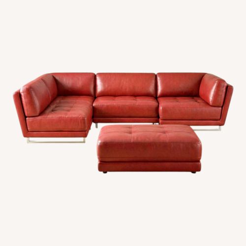 Used Macy's Red Leather 3+ Piece Sectional for sale on AptDeco