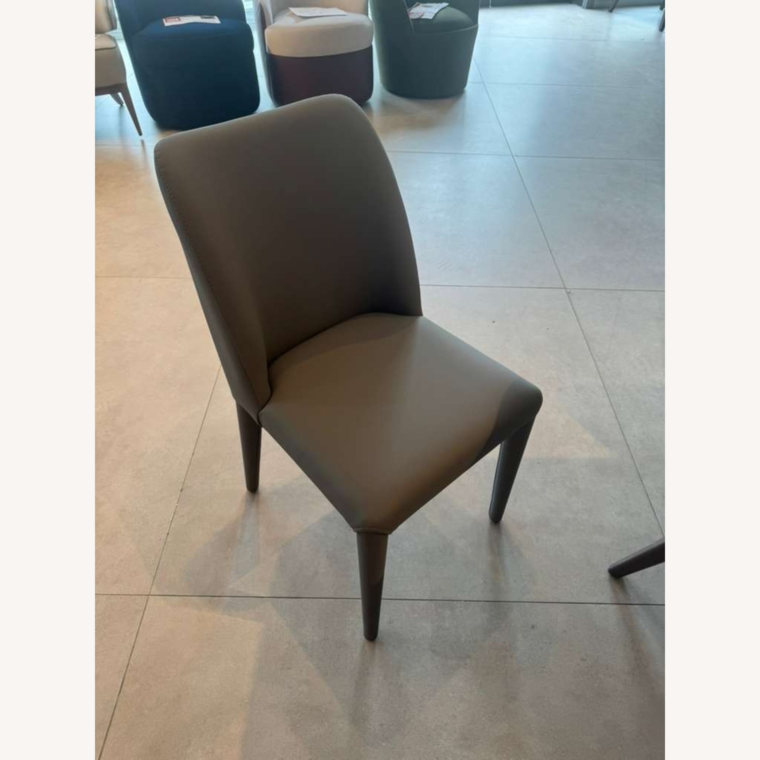 Lazzoni Aria Light Gray Leather Dining Chairs - image-3