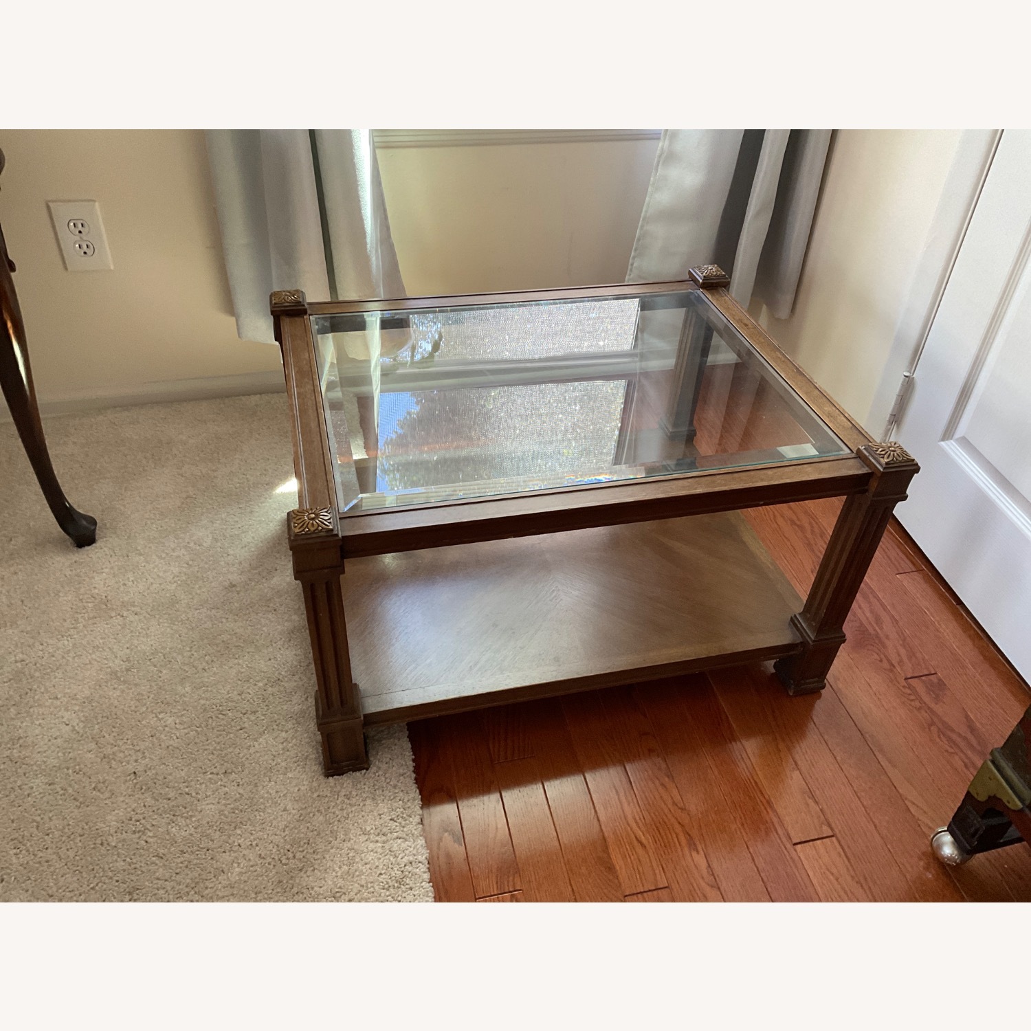 Antique Wood Glass Table - image-4