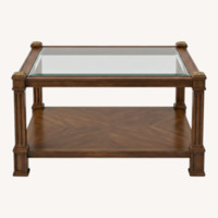 Antique Wood Glass Table
