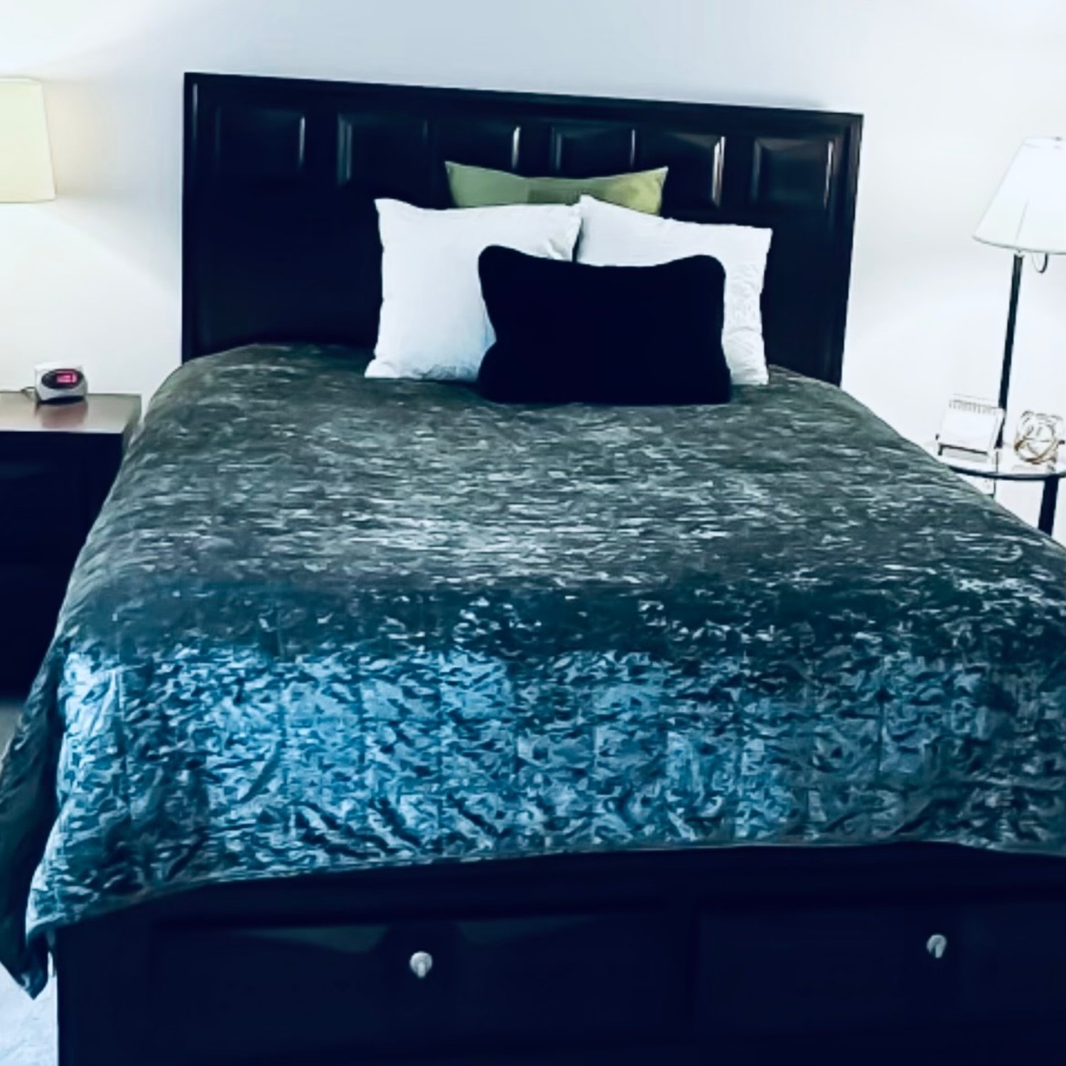 Vintage/Antique Finds Dark Brown Wood Queen Bed - image-3