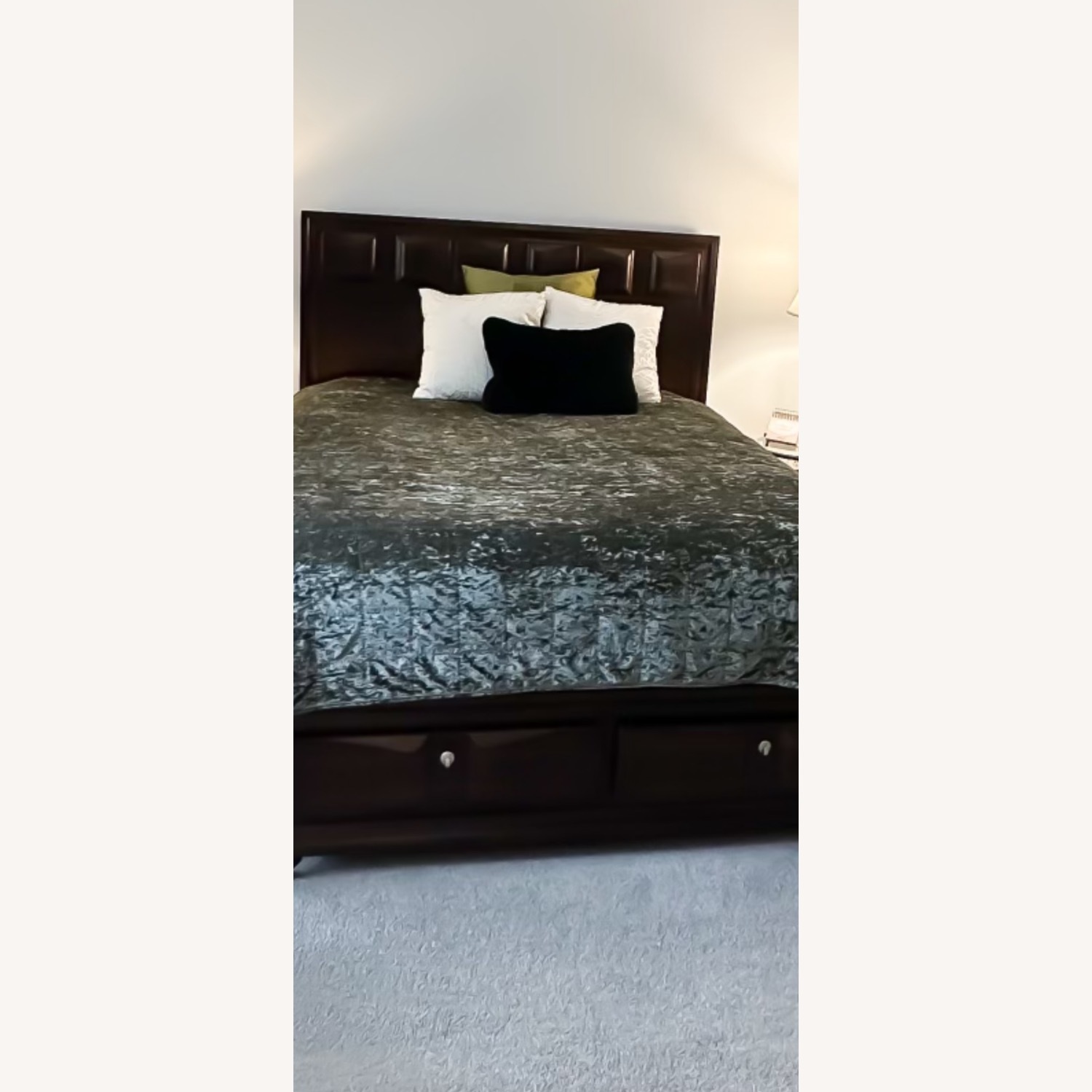 Vintage/Antique Finds Dark Brown Wood Queen Bed - image-4