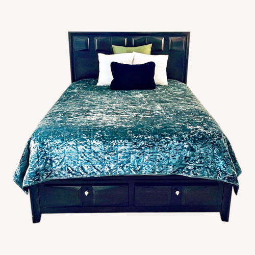 Used Vintage/Antique Finds Dark Brown Wood Queen Bed for sale on AptDeco