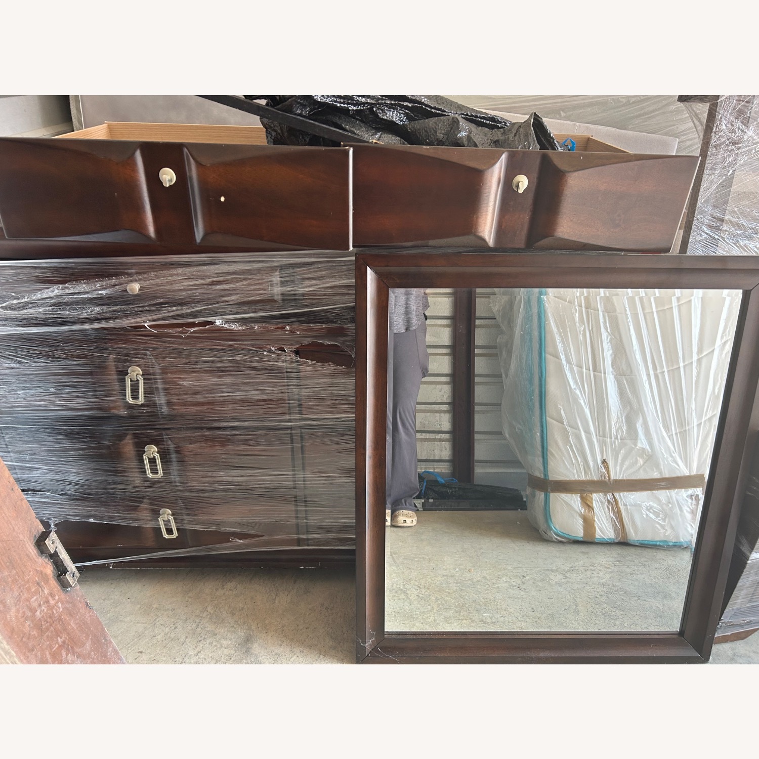 Vintage/Antique Finds Dark Brown Wood Queen Bed - image-6