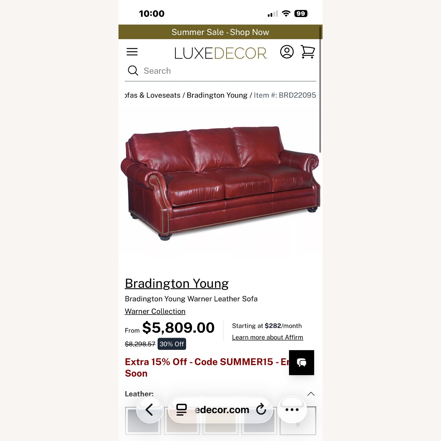 Bradington Young 2 Piece Sectional - image-3