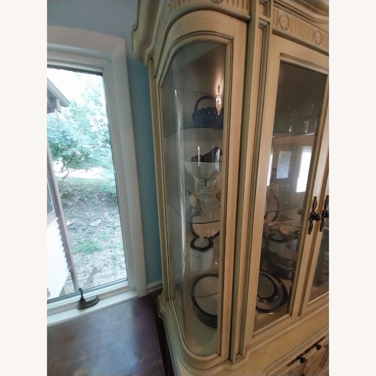 Vintage/Antique White Wood Formal Breakfront - image-2