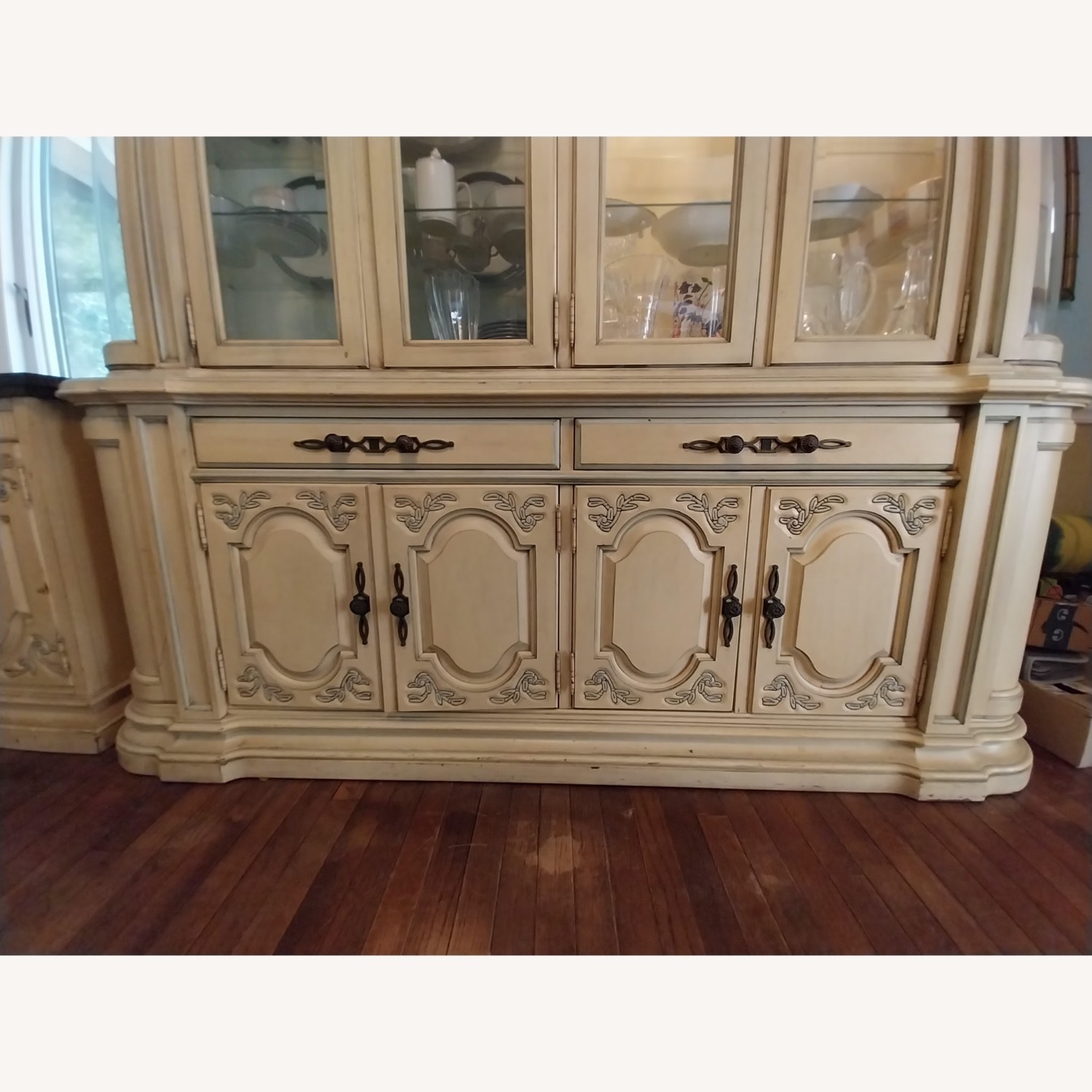 Vintage/Antique White Wood Formal Breakfront - image-3