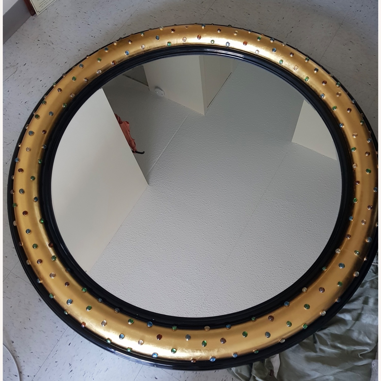 5-Foot Round Mirror Gold & Jewel Embellished - image-1