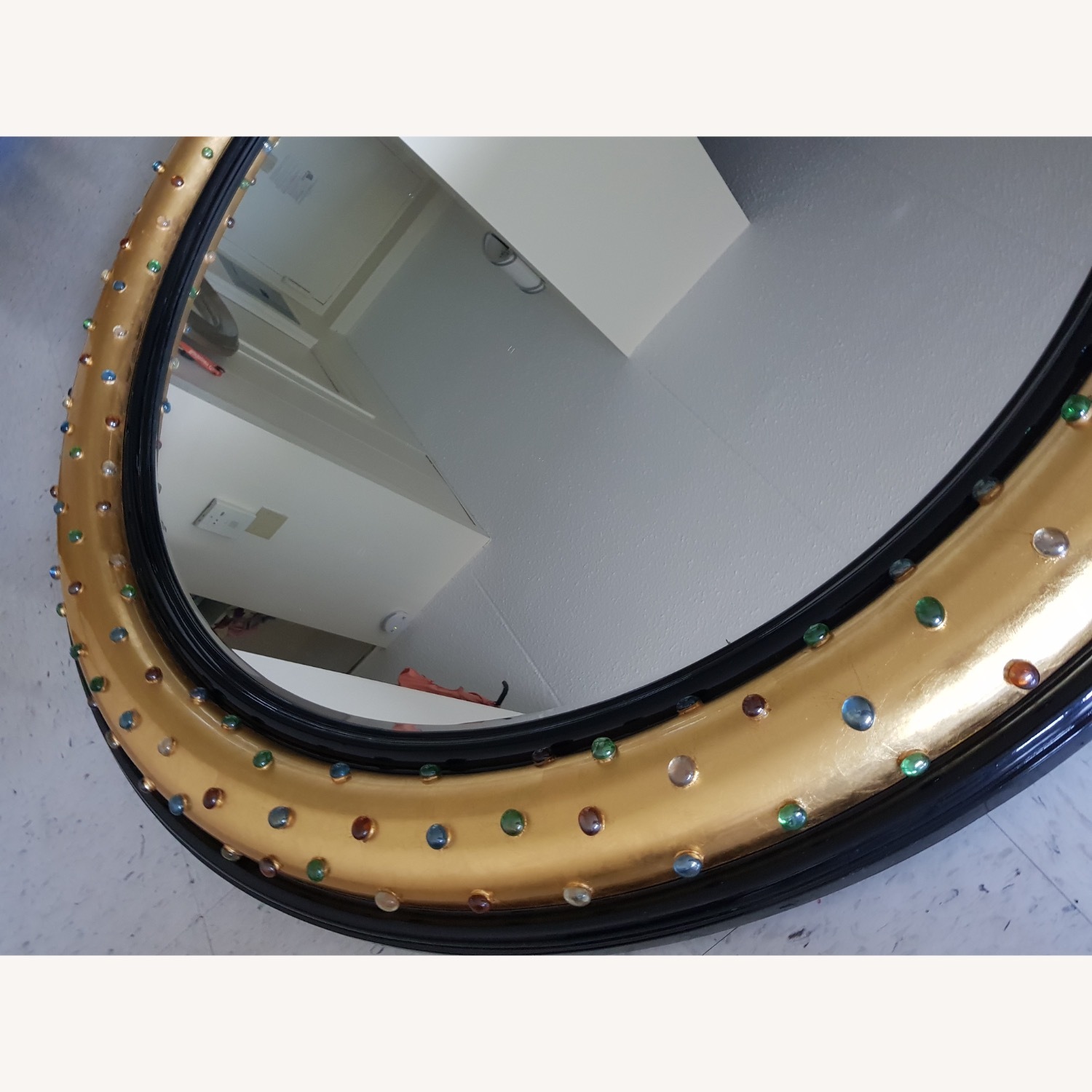 5-Foot Round Mirror Gold & Jewel Embellished - image-3