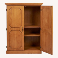 Natural Wood Computer Desk with Doors
