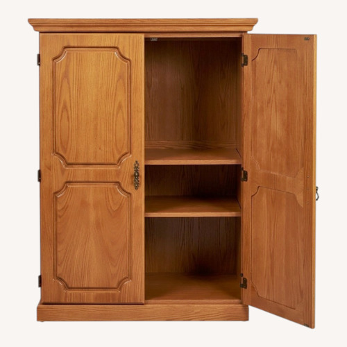 Used Natural Wood Computer Desk with Doors for sale on AptDeco