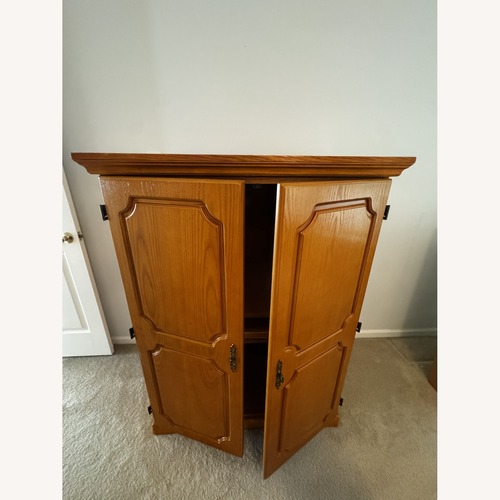 Used Natural Wood Computer Desk with Doors for sale on AptDeco