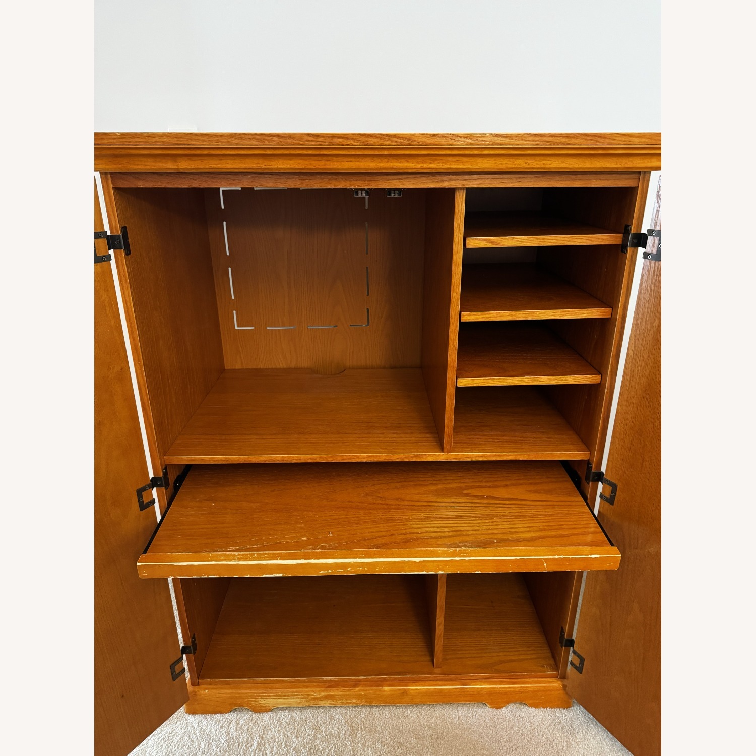 Natural Wood Computer Desk with Doors - image-2