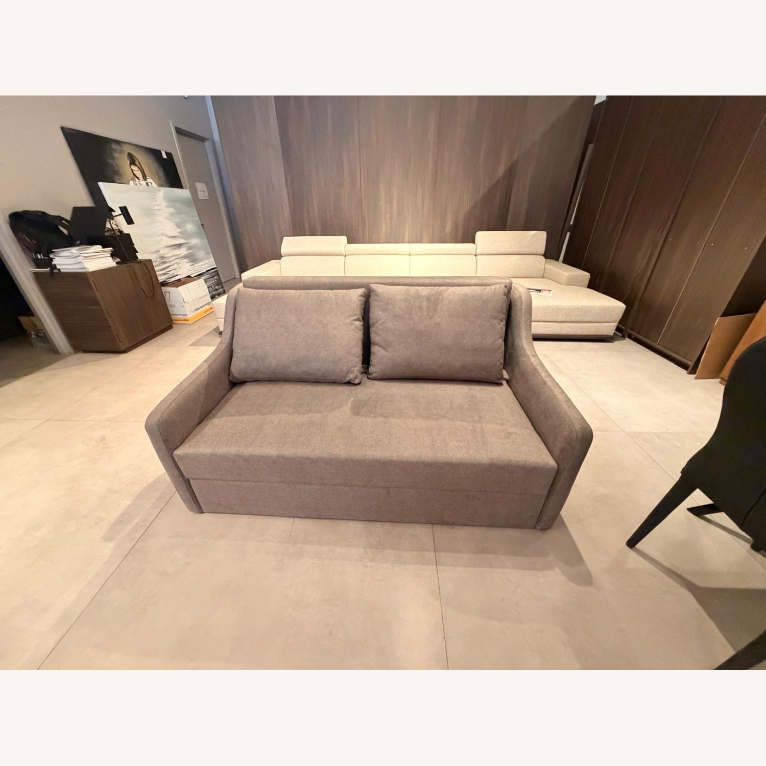 Lazzoni Dante Light Brown Fabric Sleeper Sofa - image-1