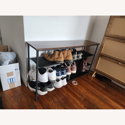 Used Amazon Dark Brown Wood Armoire for sale on AptDeco