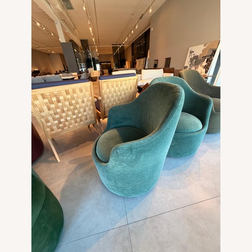 Used Lazzoni Ena Armchair Green Fabric Accent Chairs for sale on AptDeco