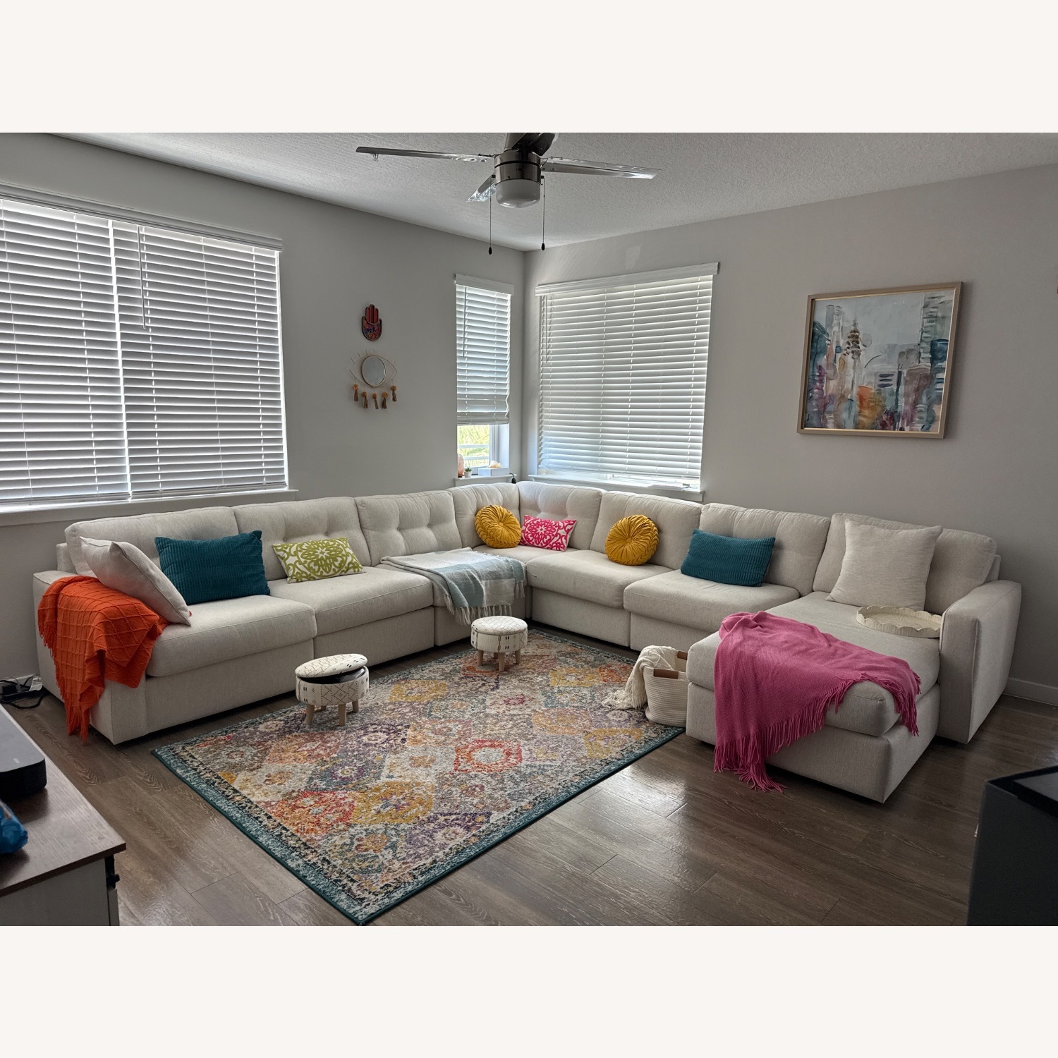 Rooms To Go Natural Fabric 3+ Piece Sectional - image-1