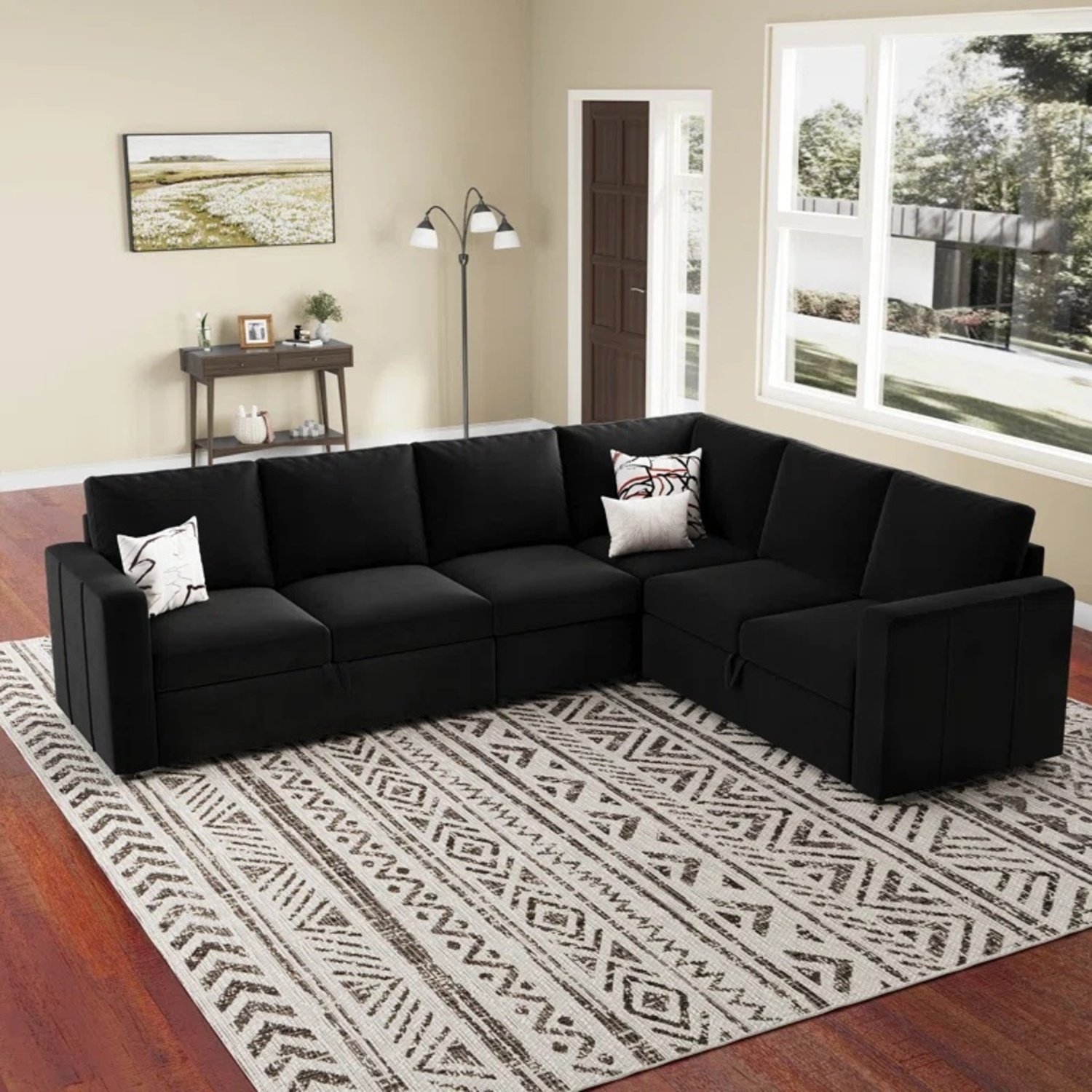 Wayfair Black Velvet Sleeper Sofa - image-4