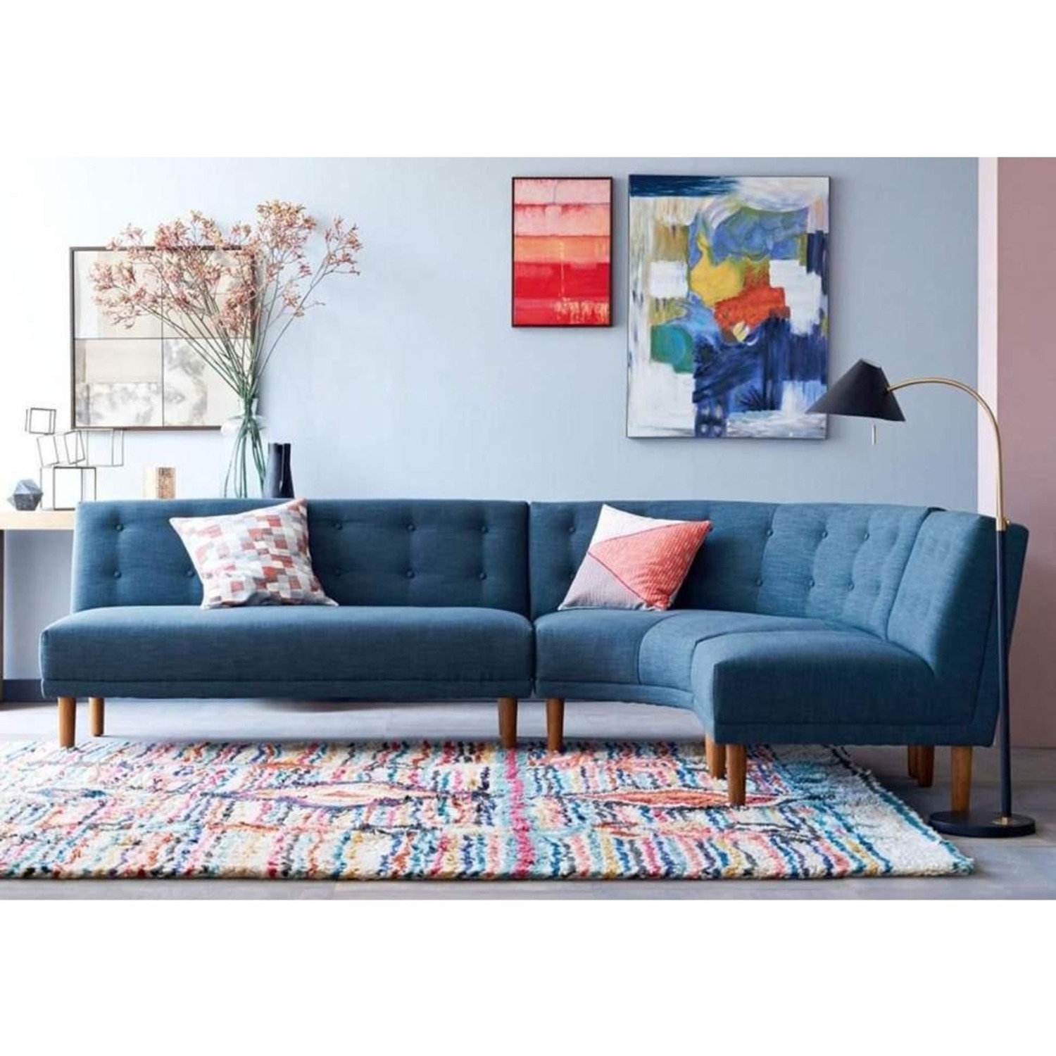 West Elm Rounded Retro Fabric 3+ Piece Sectional - image-8