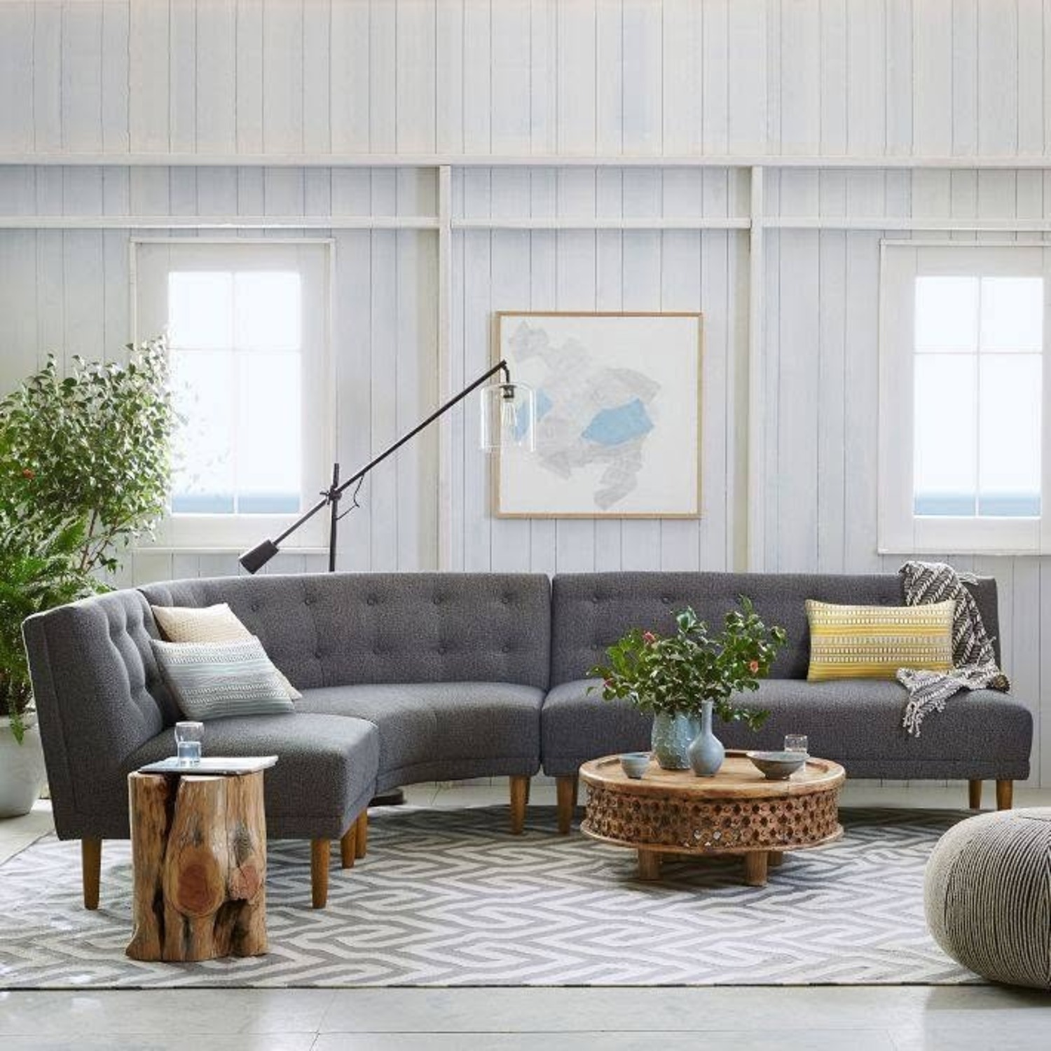 West Elm Rounded Retro Fabric 3+ Piece Sectional - image-6