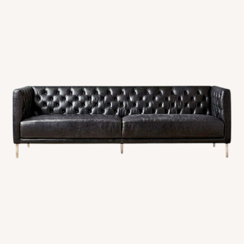 Used CB2 Black Leather 3+ Seater Sofa for sale on AptDeco